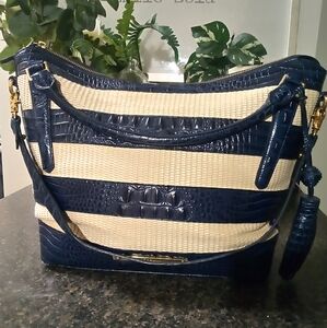 Navy and Cream Striped Women's Bag